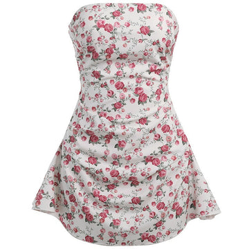 Bosom Crumm Flower Body Dew Back Dress Casual Holiday Style Sexy Hot Girl Short Dress Girl DJPT